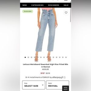 Agolde lettuce waistband high rise jeans